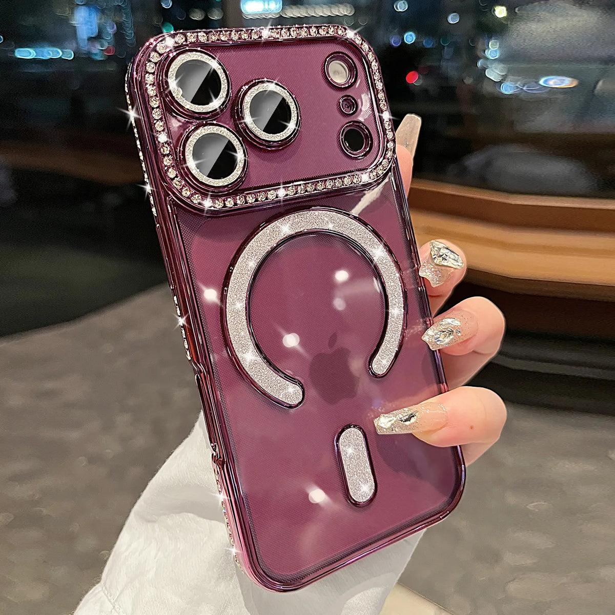 Luxury Soft Magnetic Wireless Charging for Magsafe Case For iPhone 18 17 16 15 14 13 12 Pro Max 16 Plus 18 Bling Diamond Cover