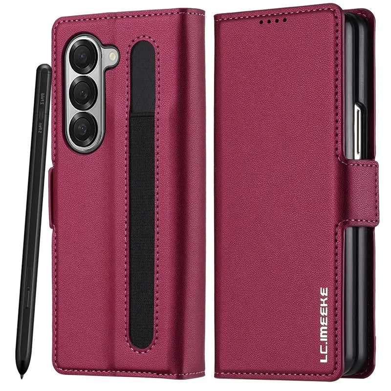 Magnetic Flip Leather Phone Case for Samsung Galaxy Z Fold 8 Ultra7 6 5 4 3 5G Fold6 Fold5 Fold8 Wallet Card Cover Etui Coque