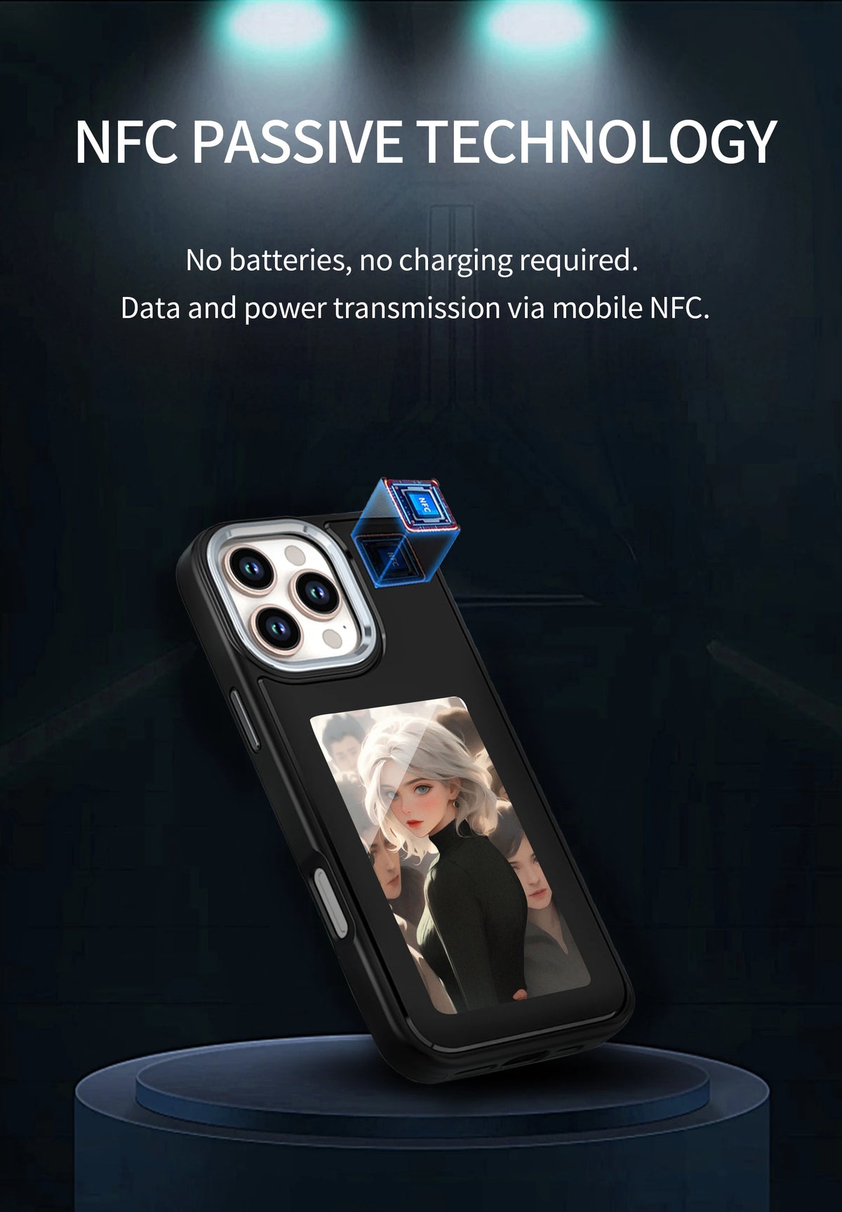 NFC Smart Phone Case DIY Screen 4 Colors Display for Apple Phone Iphone 15/14/13 Pro Max 3.7 Inch Wireless Image Transmission