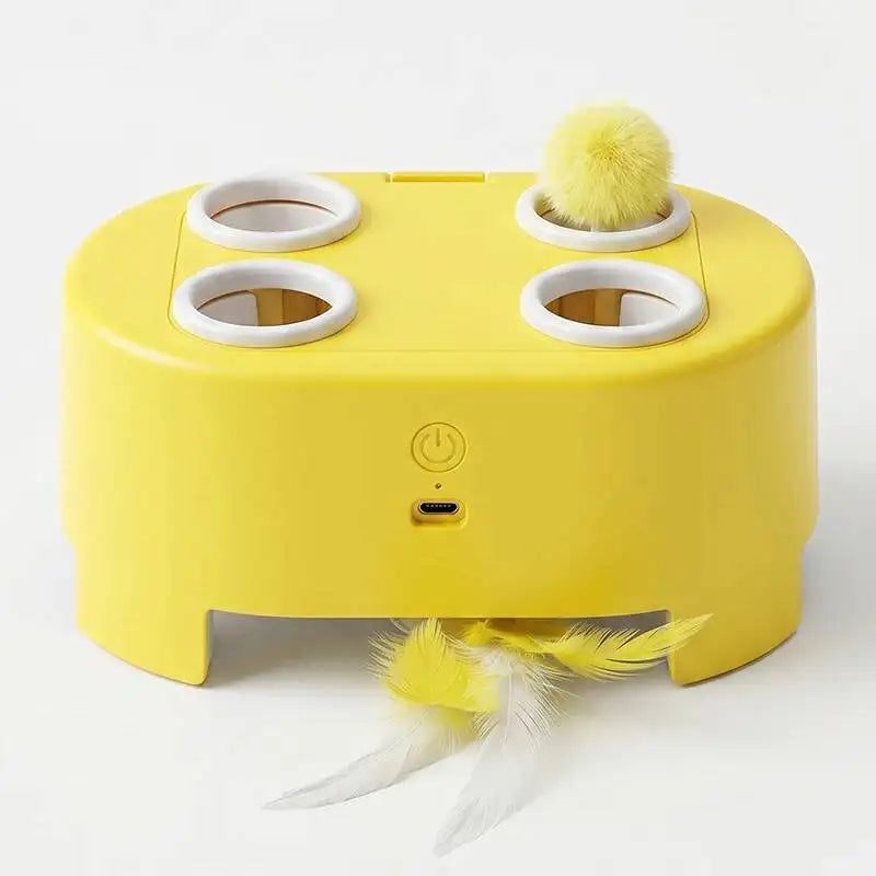 Whack A Mole Smart Cat Toy Automatic Pop-Up Rechargeable Feather Toy for Cats Interactive Playing Kitten Training Pet Supplies