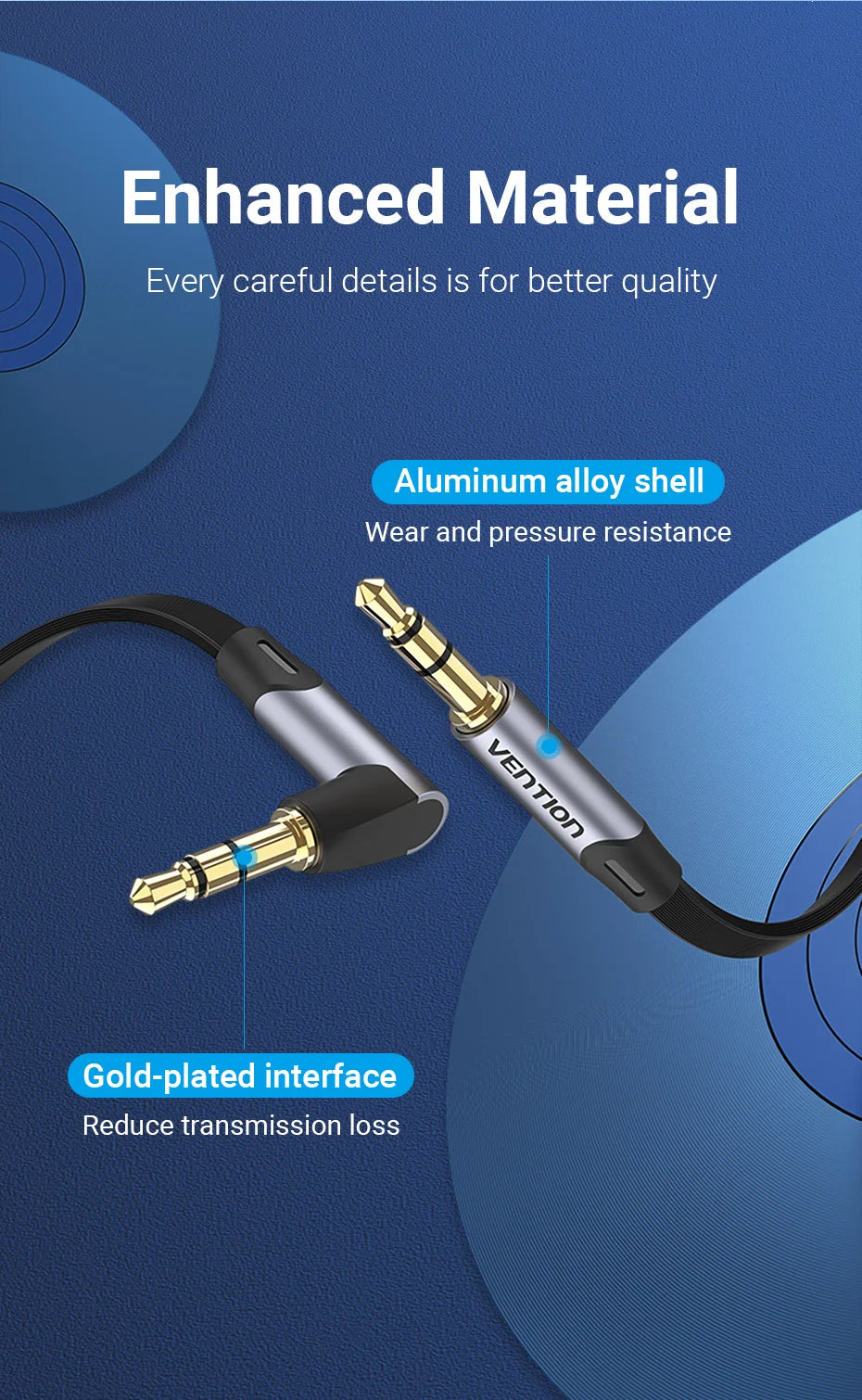 Vention Jack 3.5mm Aux Cable Male to Male 3.5mm Audio Cable Jack for JBL Xiaomi Oneplus Headphones Speaker Cable Car Aux Cord