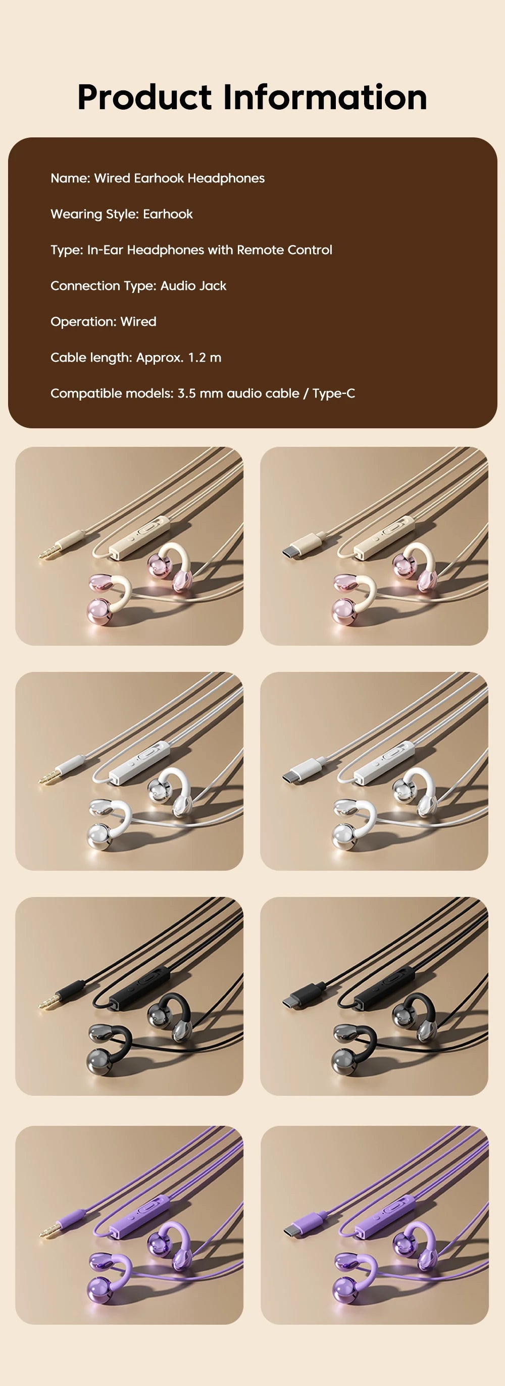 Ear-clip Style Wired Headphones Type-C/3.5mm Wired Earphones With Mic Earclip Earbuds USB C Built in DAC Headset For iPhone17-15
