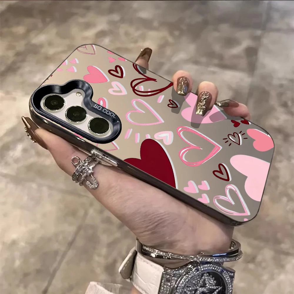 Modern Romance Hearts Phone Case For Samsung Galaxy S26 S25 S24 S23 S22 Ultra Plus A56 A55 A54 A53 A36 A35 IMD Shockproof Cover