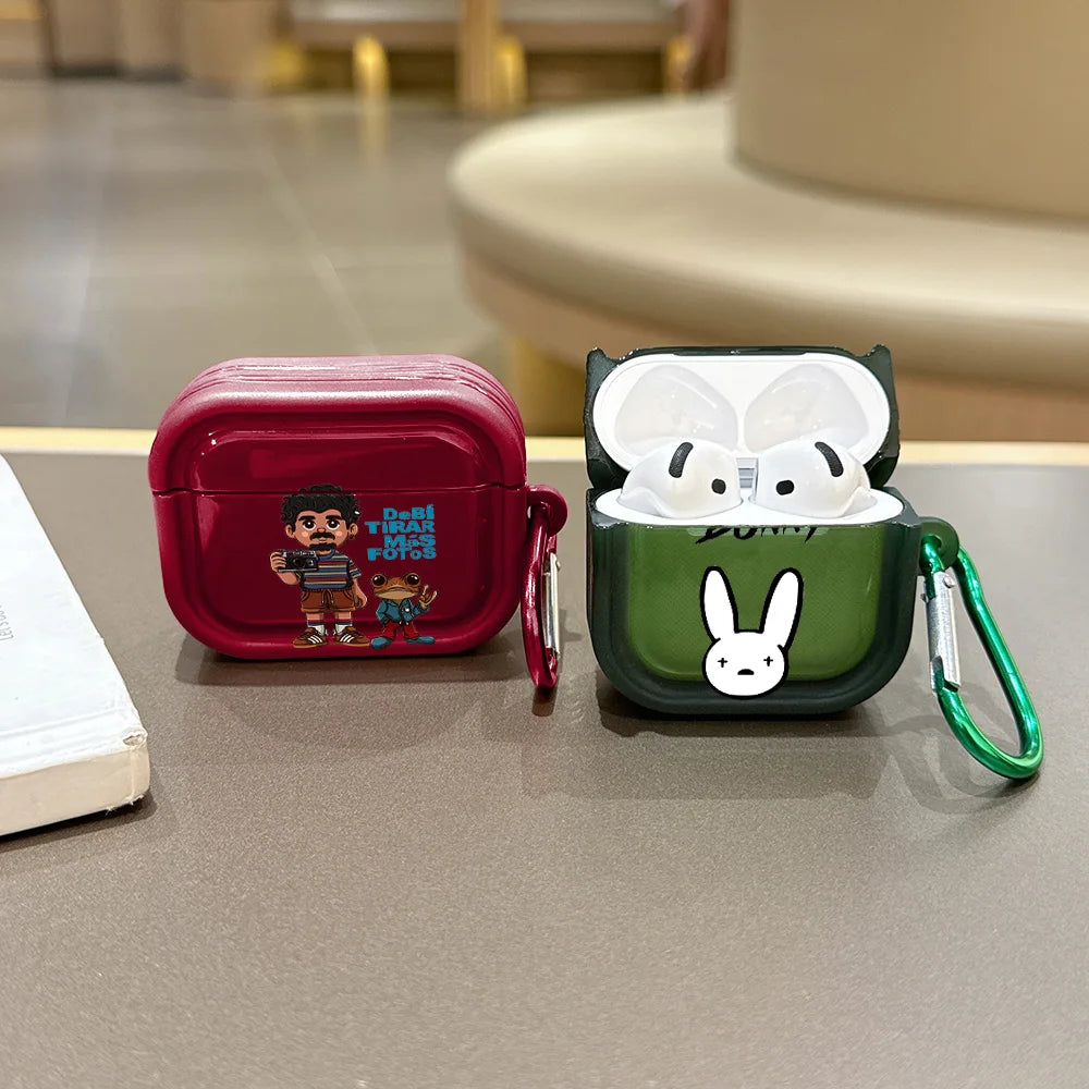 Singer B-Bad B-Bunny Translucent Silicone Case for Airpods 4 3 Pro 2 1 Wireless earphone Headphone Pro2 Protective Covers