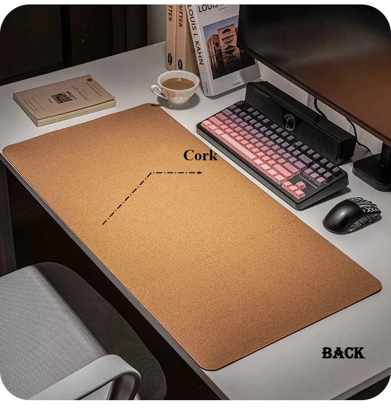 3in1 Large Mouse Pad Double Sided Leather Cork Waterproof Gaming Office Desk Mat Non Slip Computer Desk Pad Accessories Mousepad