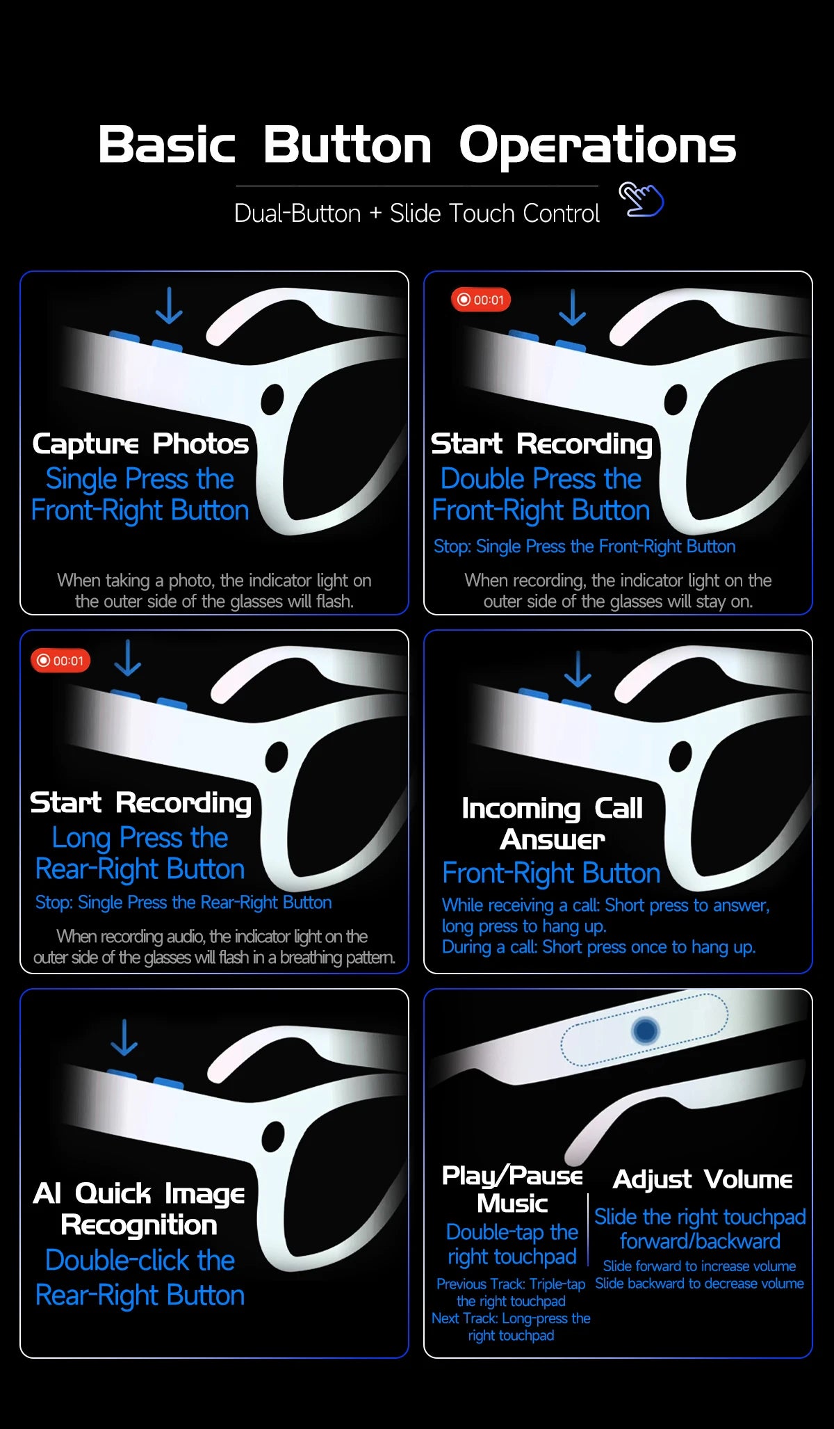 2026 New HD 800W Pixel Smart Glasses with Camera 1080P Video Recording WIFI ChatGPT Translation Music Call Earphones Sunglasses
