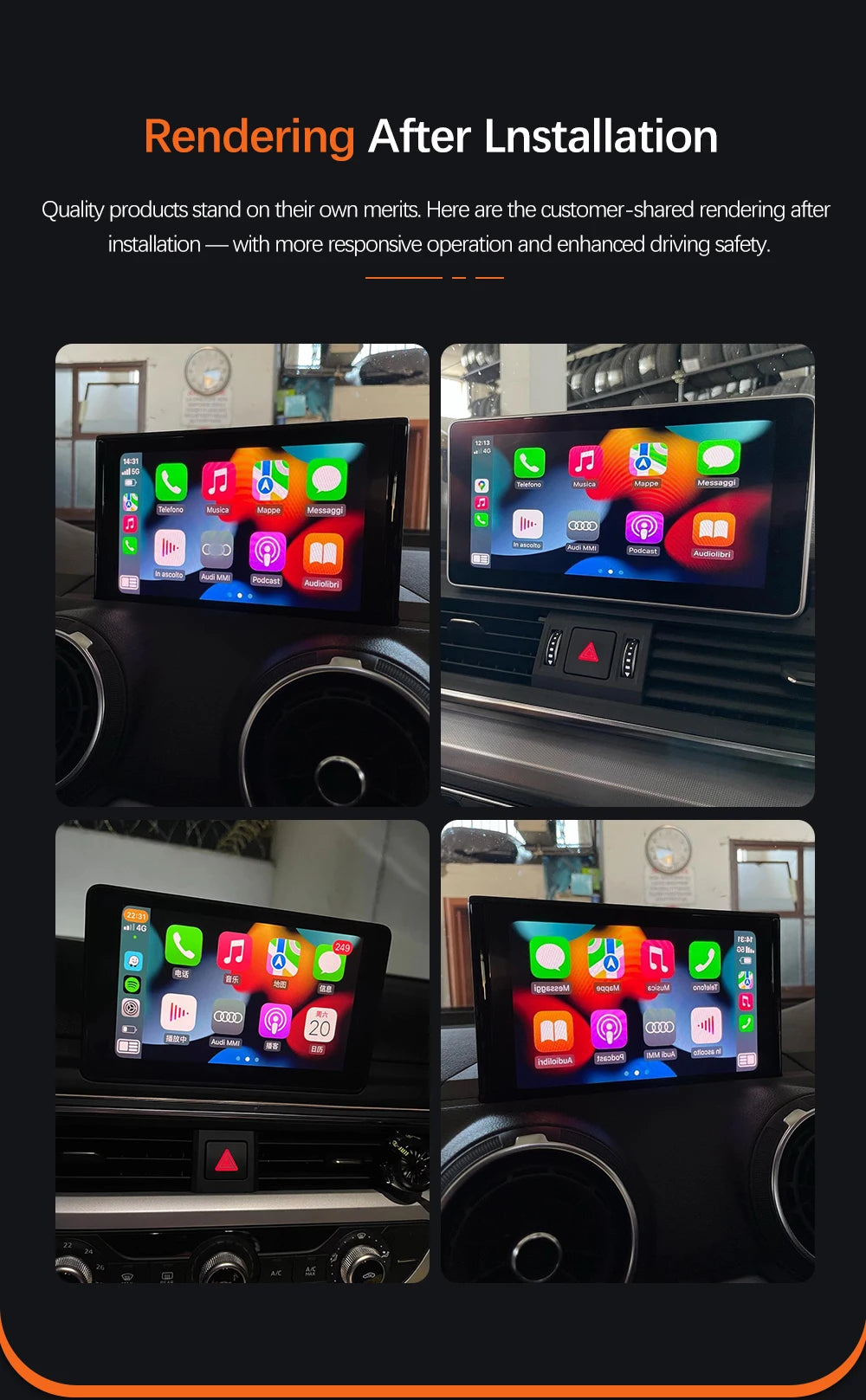 Sinairyu Wireless CarPlay Module Android Auto for Audi A3 S3 8V B9 MIB 2013-2020 Reverse Camera Car Play Functions