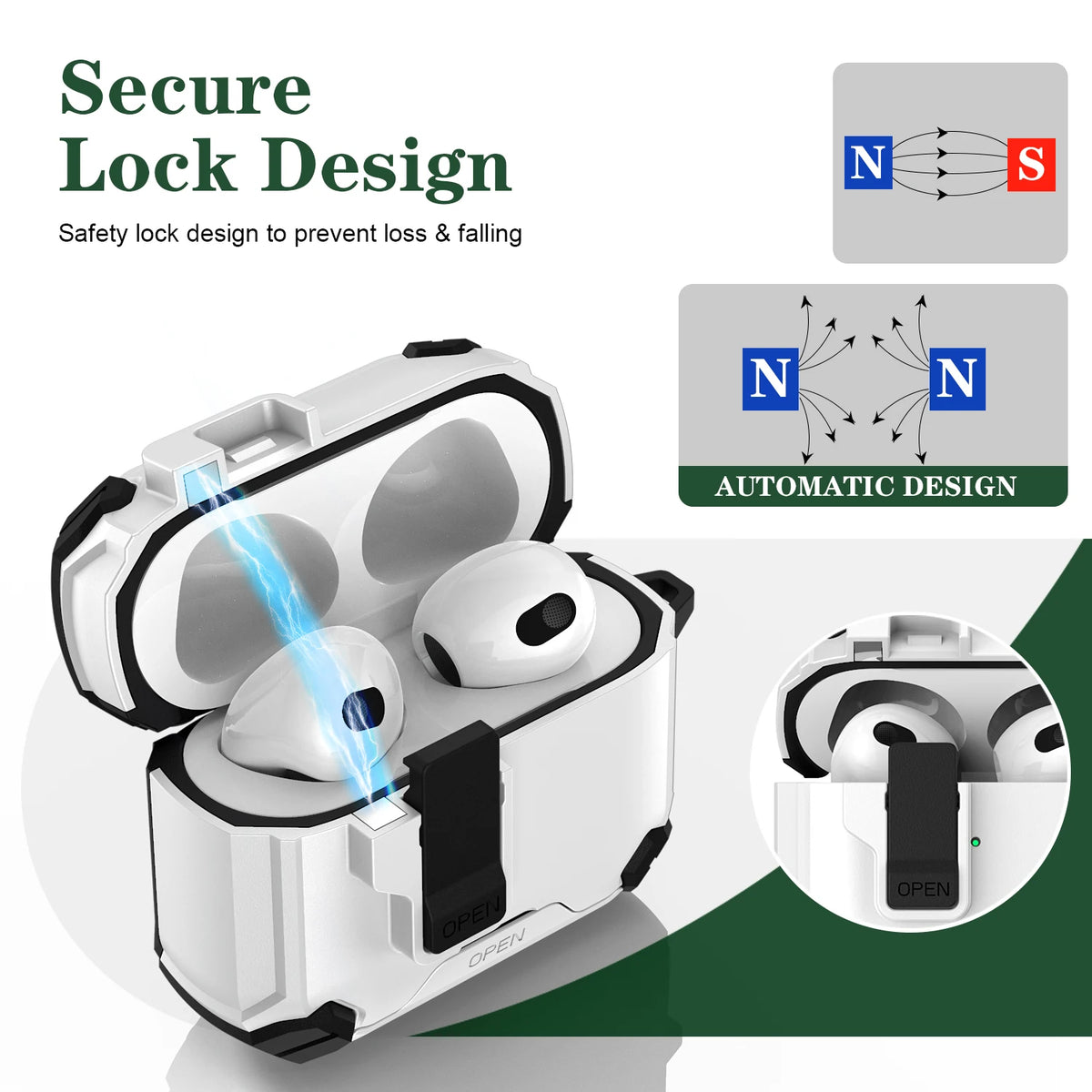 for AirPods 4/for AirPods Pro 3 Case Automatic Lock with MagSafe Phone Bracket Protective Case with Lanyard For AirPods Pro2/Pro