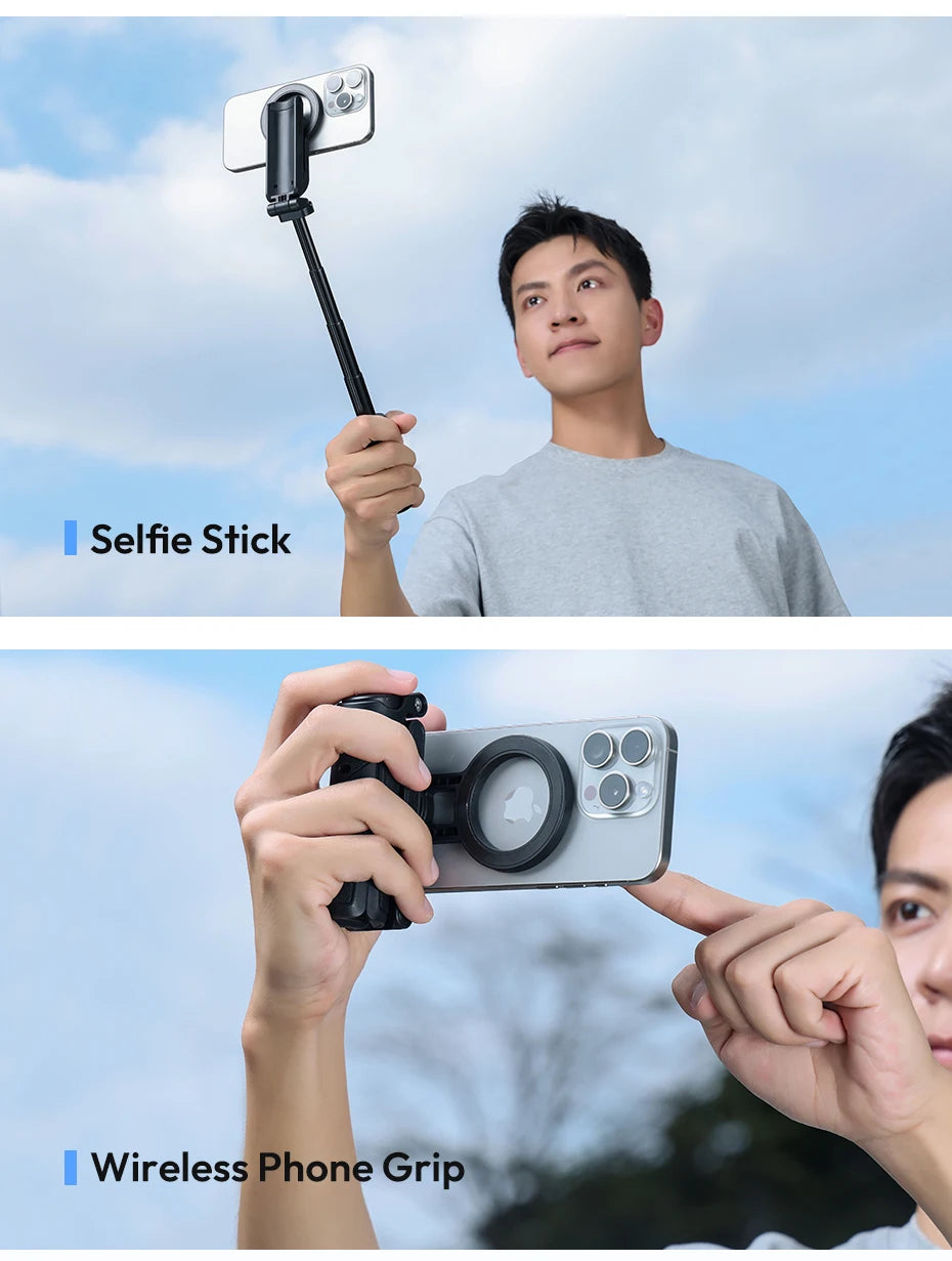 Ulanzi JJ03 Magnetic Phone Tripod Wireless Phone Grip Selfie Stick Desktop Tripod with Remote Control Photography Livestreaming