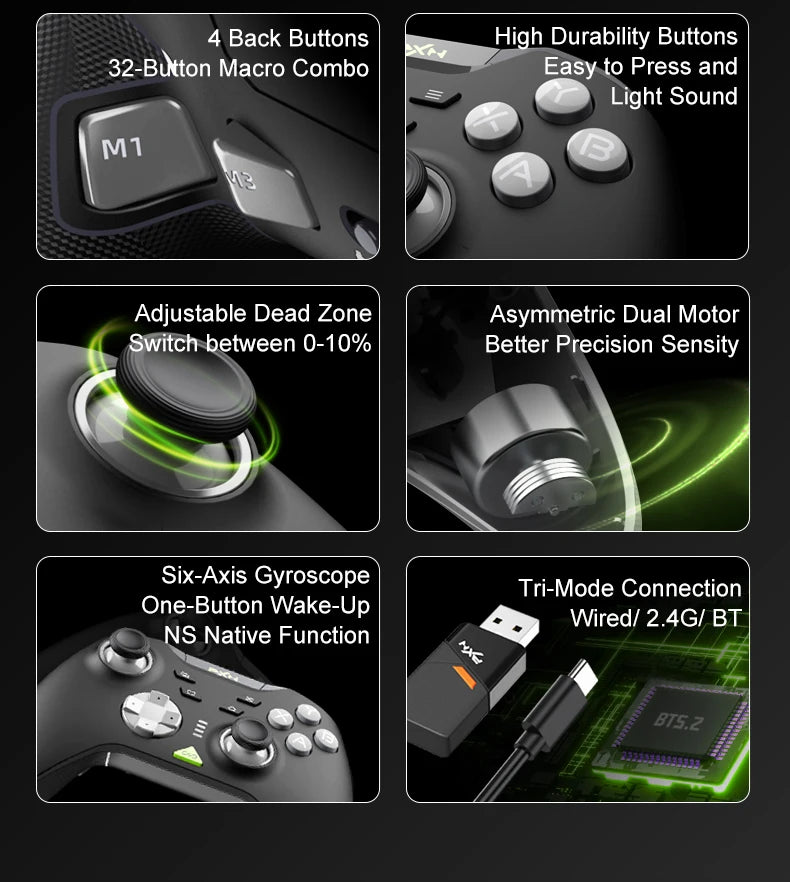 Pink Game Controller, Original PXN P5 Controller Supports Switch, iOS, Android, Computer PC, Built-in 2.4G Receiver