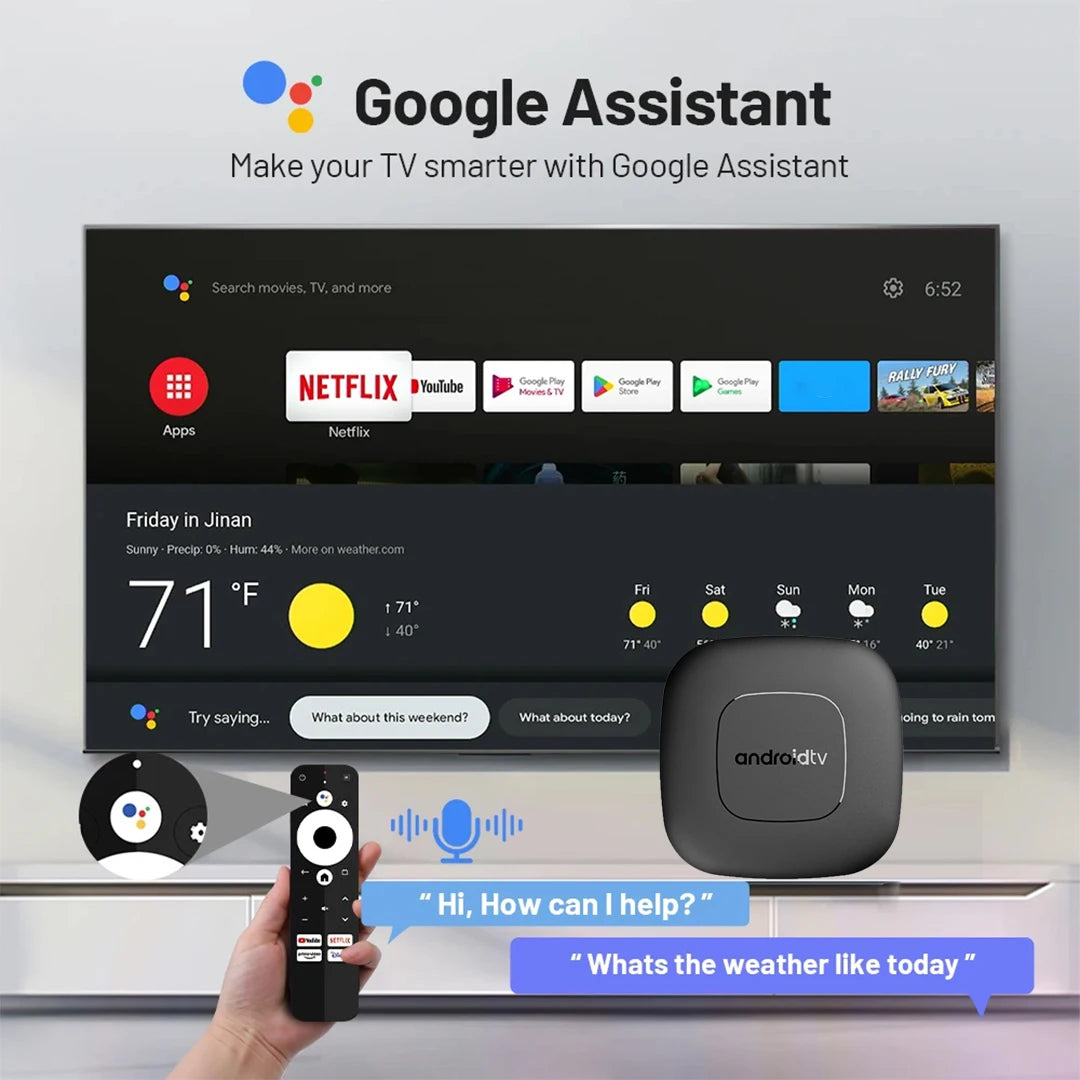 T1 Android 16 TV Box Support Dual Band Wifi BT5.4 8K HD Video Max Memory 128GB Voice Remote Suitable for Home TV Media Playback