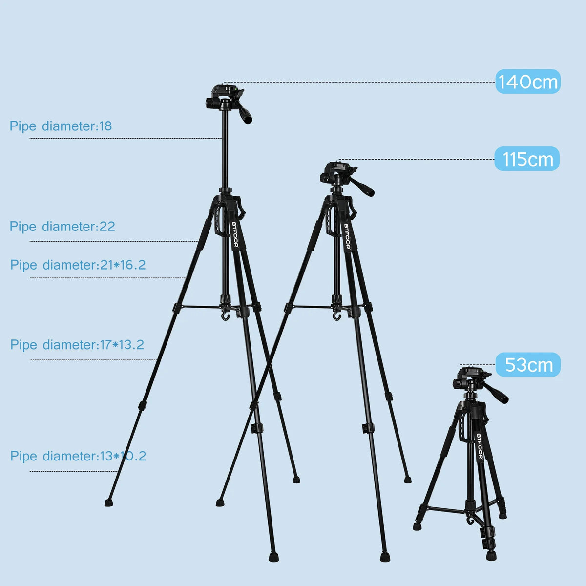 55” 140CM Travel Digital Camera Tripod Professional Aluminum Tall Phone Stand With Quick Plates Mount Pan Head For DSLR SLR