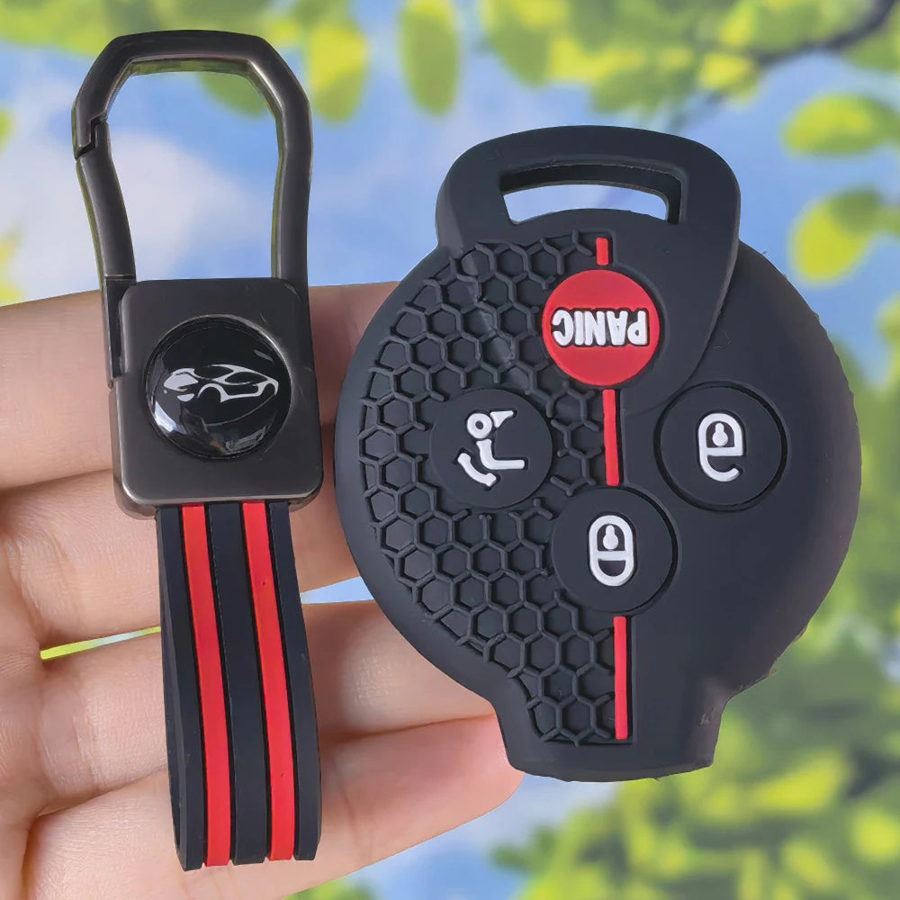 Ergonomic Silicone Key Case With Keychain, Honeycomb Protector For Smart Fortwo 450 Cabrio Roadster City Coupe Brabus 451
