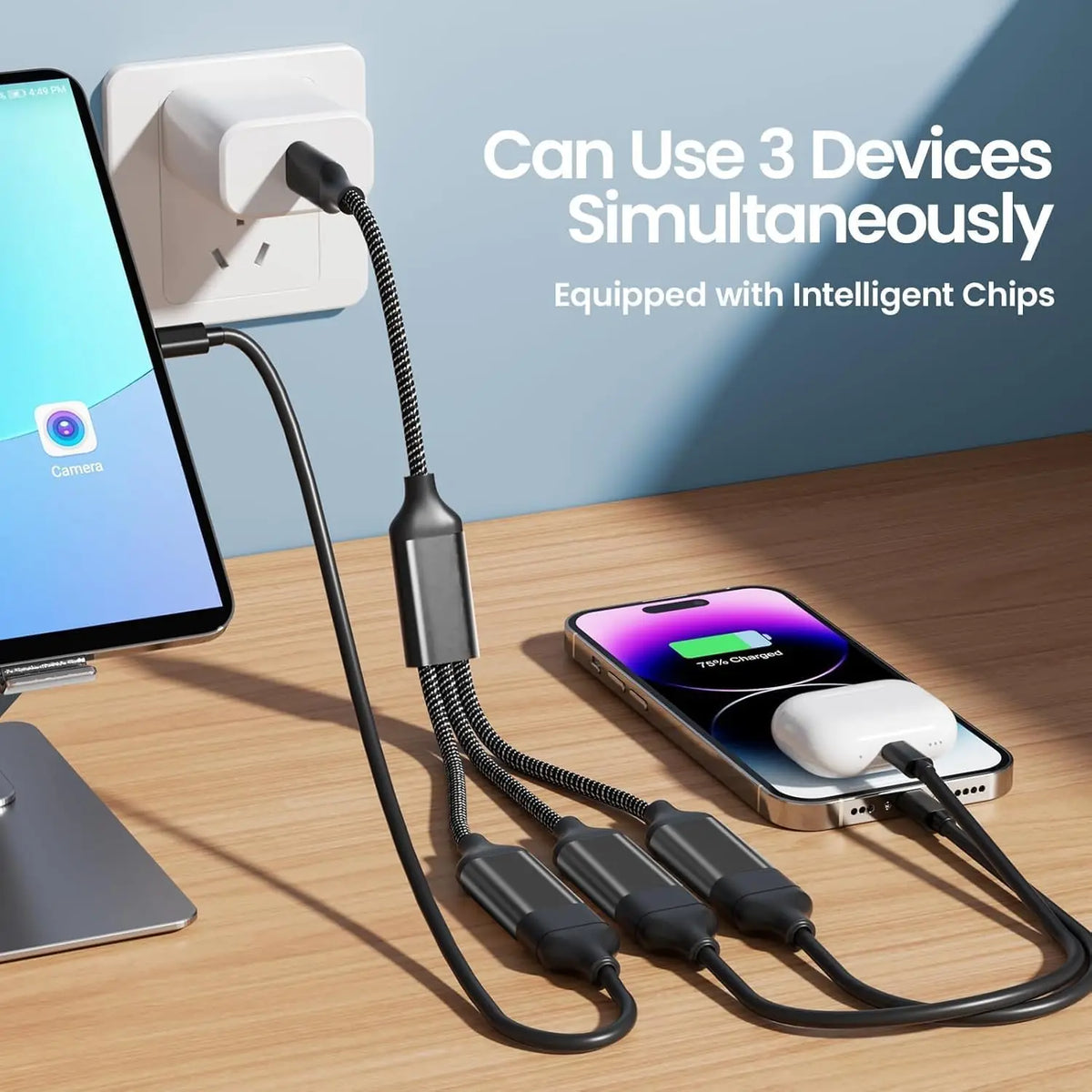 USB Splitter Cable 1 in 3 Out, USB-A Expansion Hub, Multi USB Port Expansion Converter for Car, Laptop, PC/Computer, Keyboard/Mo