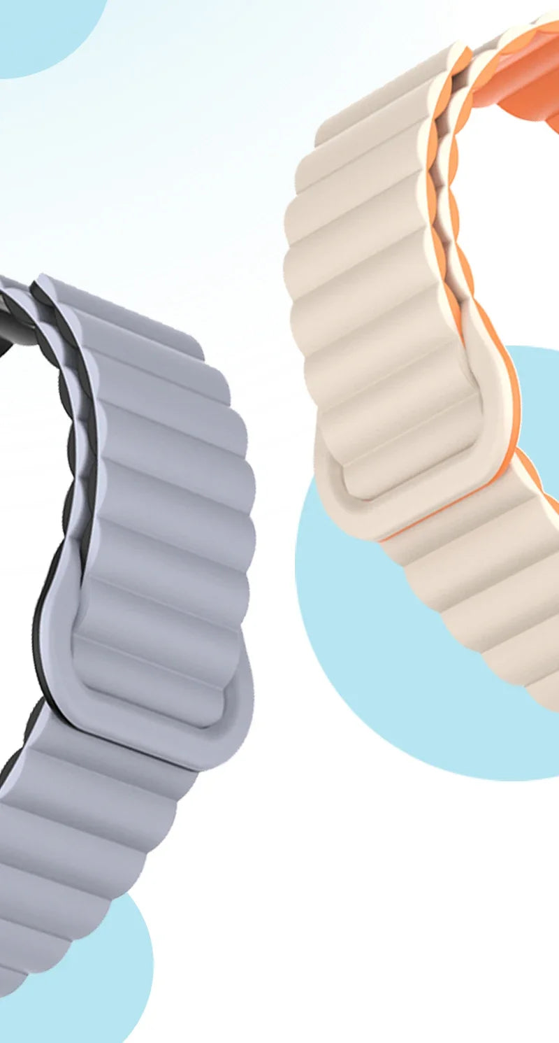 Magnetic Loop For Samsung Galaxy watch 7/6/5 pro/4/Classic/active 2 20mm 22mm band Silicone link bracelet huawei GT 2-3-4 strap