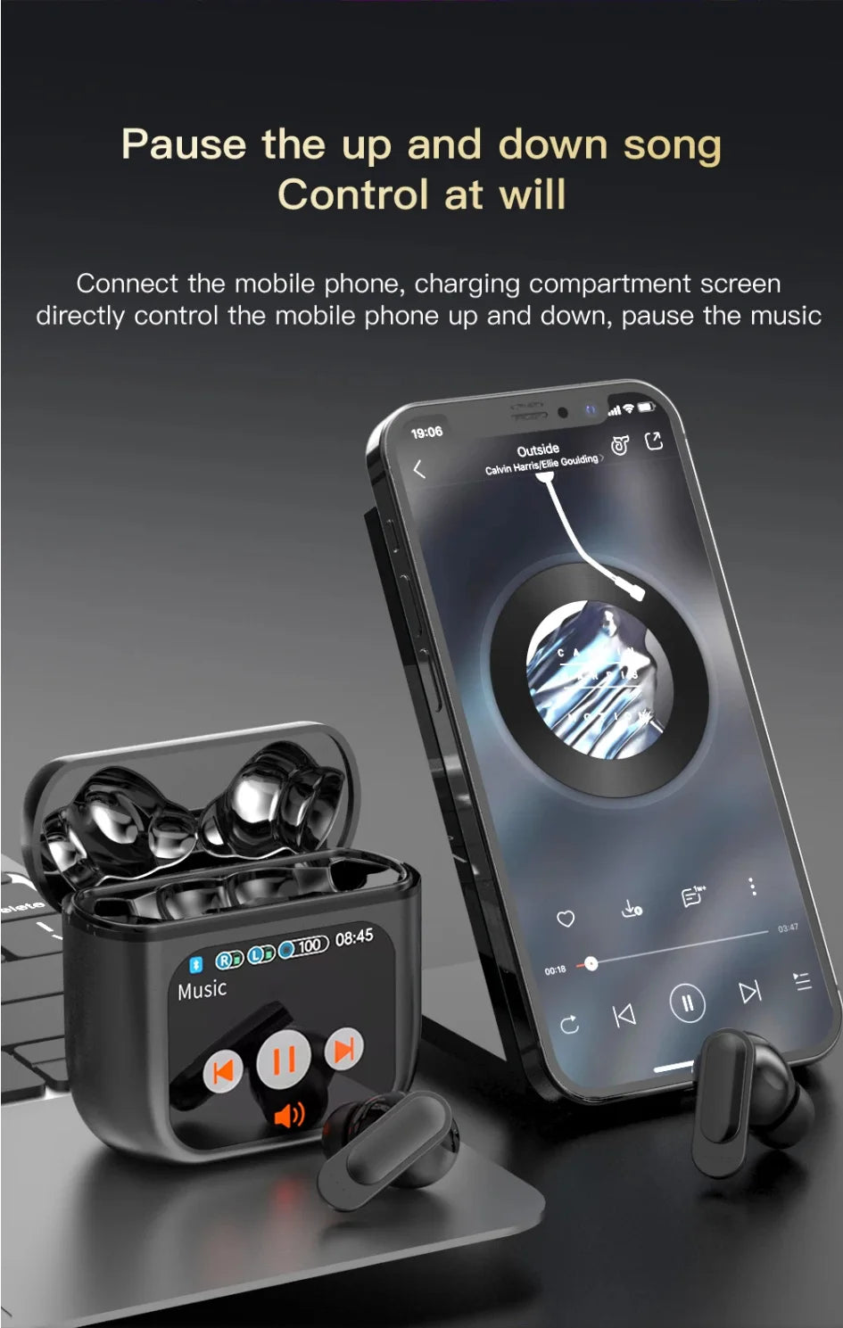 SE-60 TWS Touch Screen Bluetooth 5.4 Earphones ANC ENC Noise Cancelling Gaming Low Latency Stereo Wireless Earbuds Long Battery