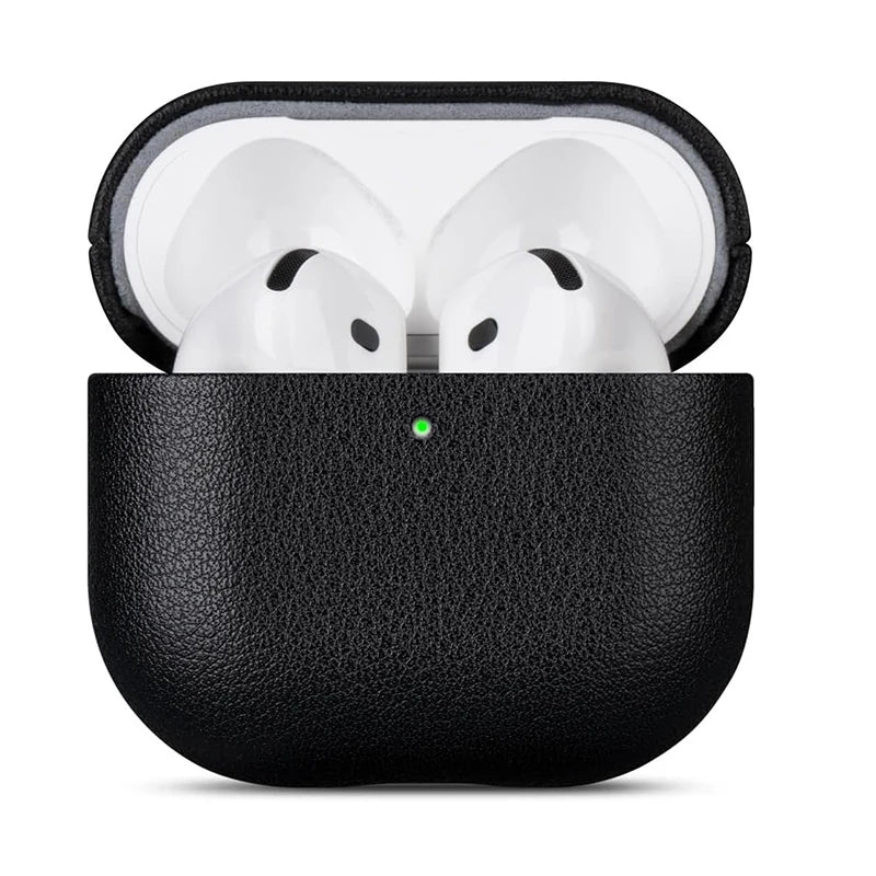 Genuine Leather Case for AirPods 4 Luxury Real Skin Protective Cover for AirPods 4 Black Brown Coffee Color
