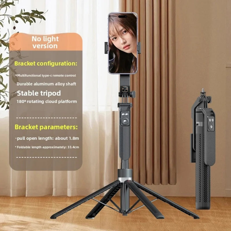 A14 Bluetooth Selfie Stick 1.8M Aluminum Alloy Tripod Stand with One-Key Pop-Up for Phone Live Streaming and Photography