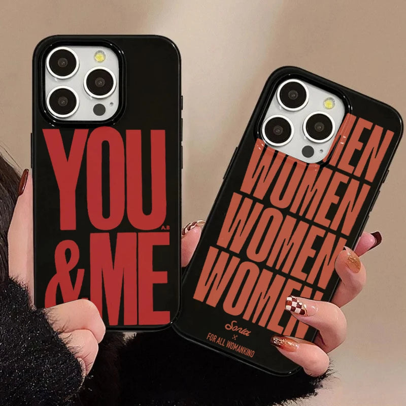 Fashion Simple Letter Women Phone Case For iPhone 16 Plus 15 14 13 12 11 Pro Max 16E XR X XS Max 7 8 Plus Shockproof Soft Cover