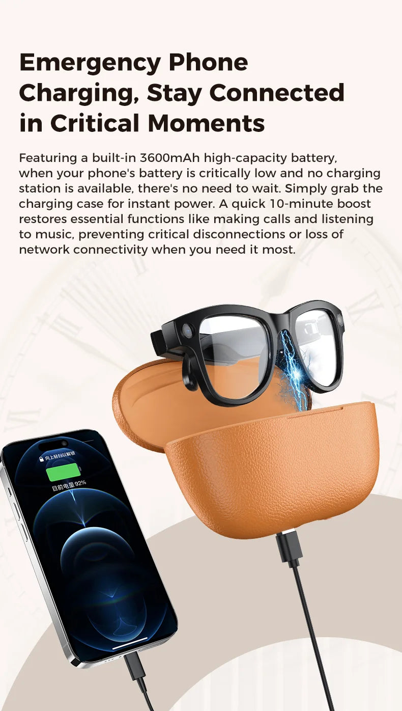 2026 New AI Smart Glasses Camera 30MP Photo 1200P Video Bluetooth Music Call WiFi Translation Voice Assistant Sunglasses Vlog HD