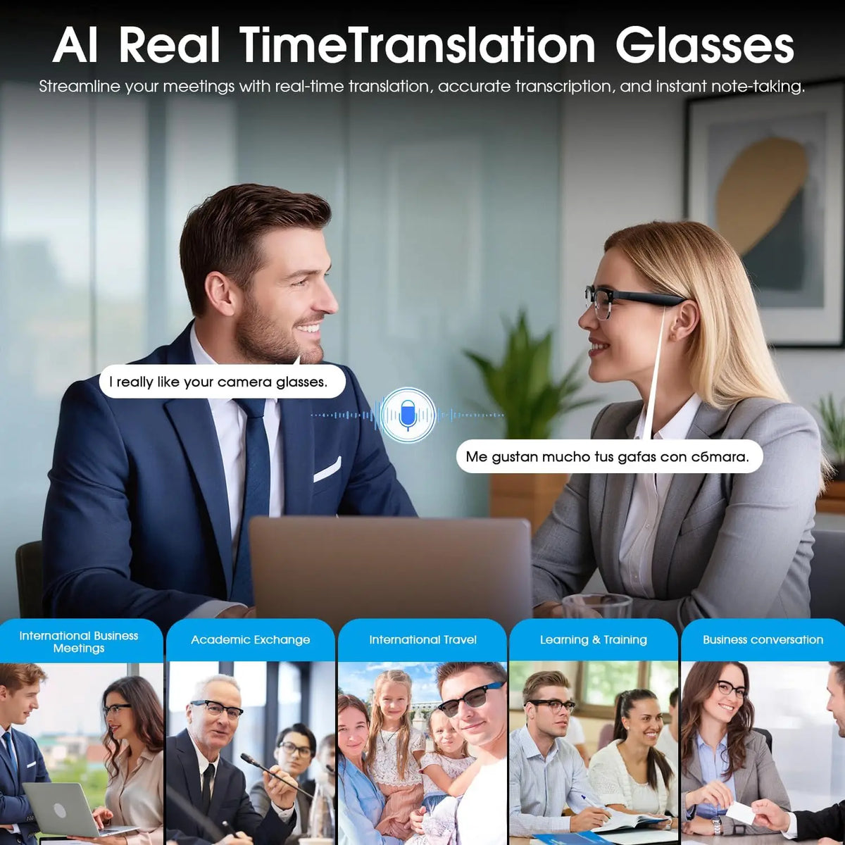 2026 New HD 800W Pixel Smart Glasses with Camera 1080P Video Recording WIFI ChatGPT Translation Music Call Earphones Sunglasses