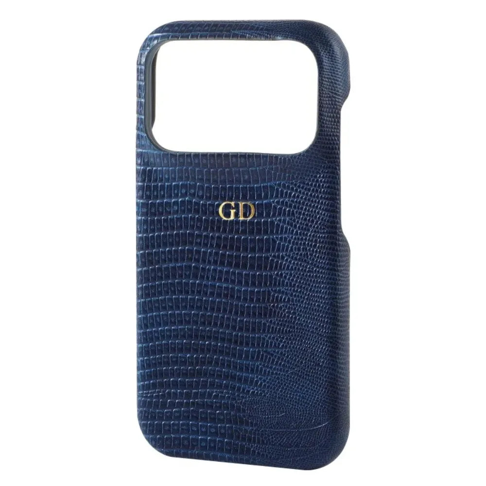 Personalise Gold Silver Initials Letters Leather Case For Iphone 15 12 14 13 16 17Pro Max 14 16 Plus Luxury Lizard PU Hard Cover