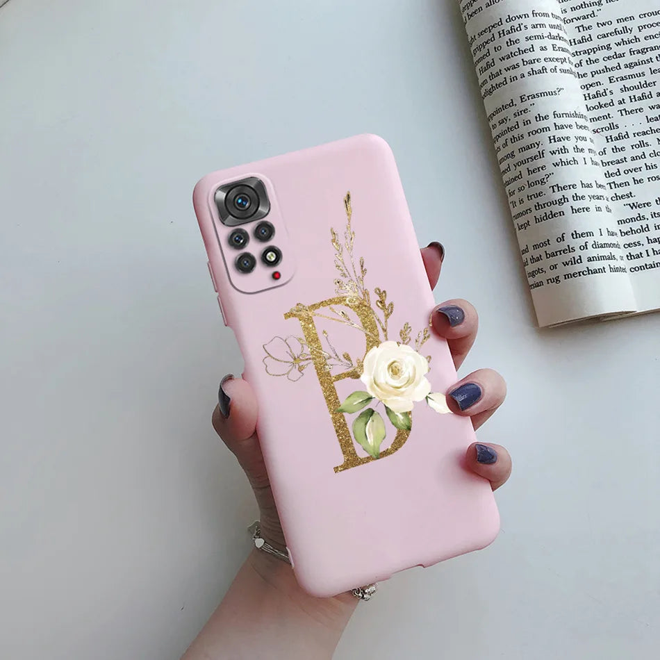 For Xiaomi Redmi Note 11 Pro Case Luxury Custom Name Letter Alphabet Phone Case For Xiaomi Redmi Note 11 11S Note11 Pro 5G Cover