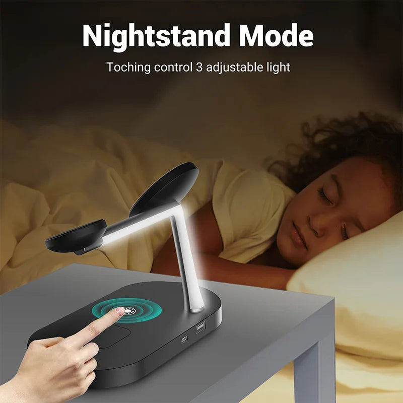 3 in 1 Wireless Charger Stand For iPhone 12/13/14/15/16/17 Fast Charging Station for Apple Watch 10 9 8 7 6 5 4 Airpods 2 3 Pro