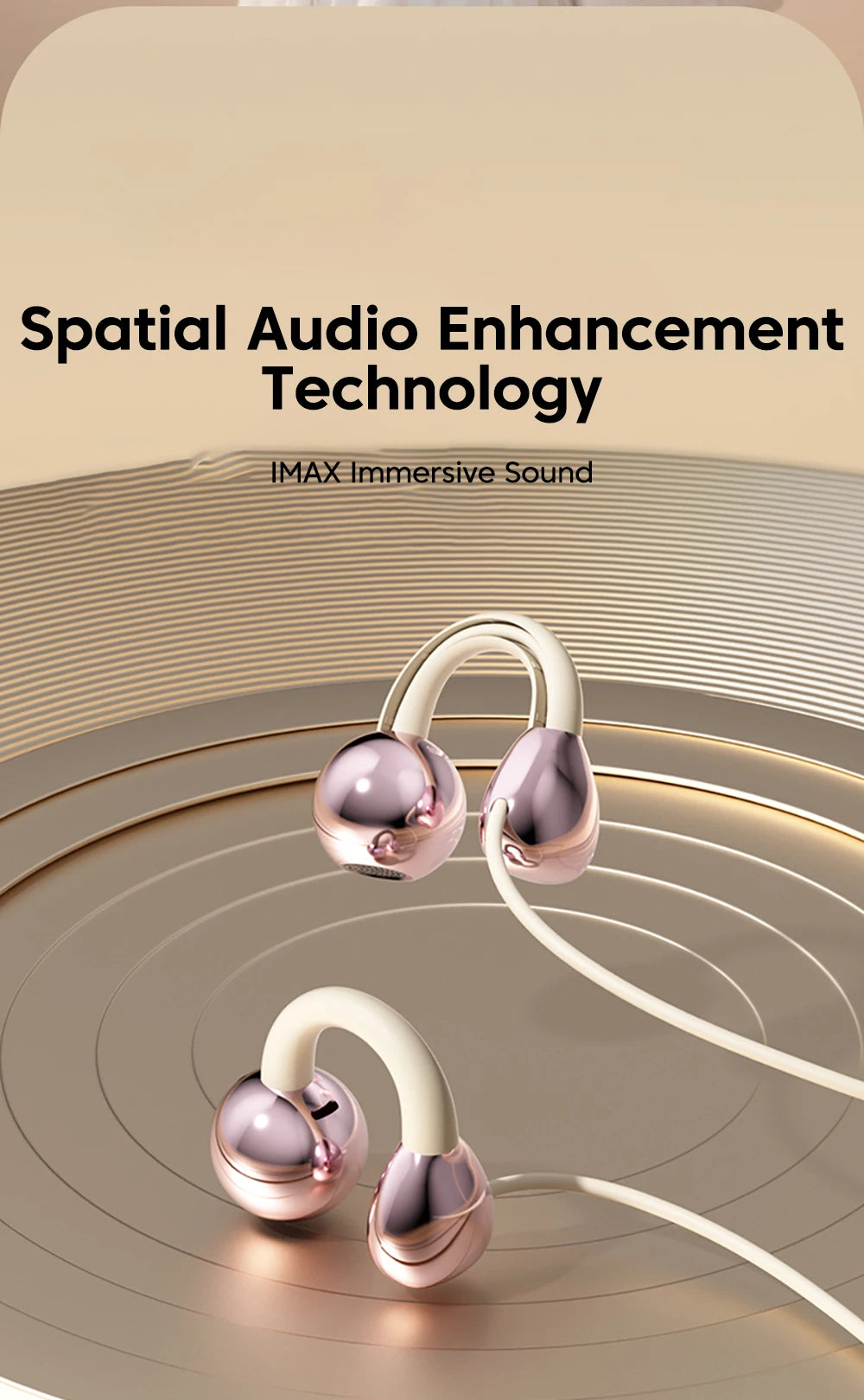 3.5MM/Type C Wired Headphones With Microphone HiFi Sound Ear Clip Non-in-ear Wired Earphones for iphone 15 16 17 Samsung