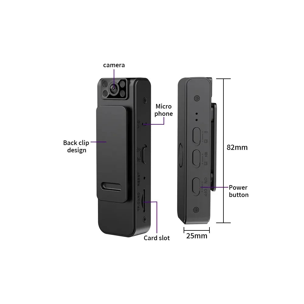  1080P Body Mini Camera Portable Infrared Night Vision Miniature Camcorder Small Digital Video Recorder Police BodyCam