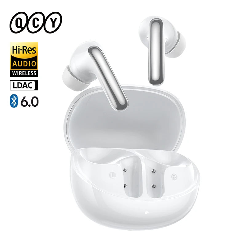 QCY BH25HT19A MeloBuds N60 Hybrid ANC Wireless Bluetooth 6.0 Earbuds LDAC Hi-Res Audio Dual Driver Headphone Bass Boost Earphone