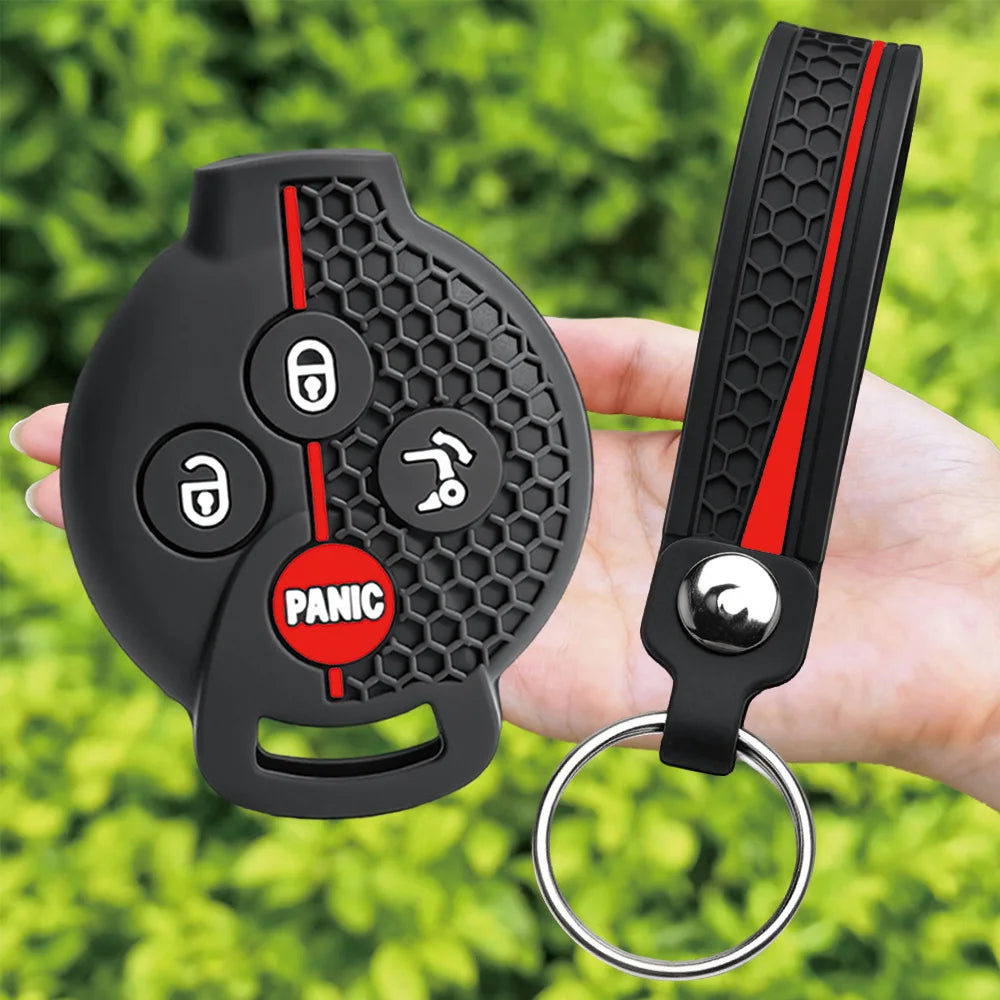 For Mercedes-Benz Smart Fortwo 451 Forfour 453 silicone car key fob cover with compact finger loop and key ring