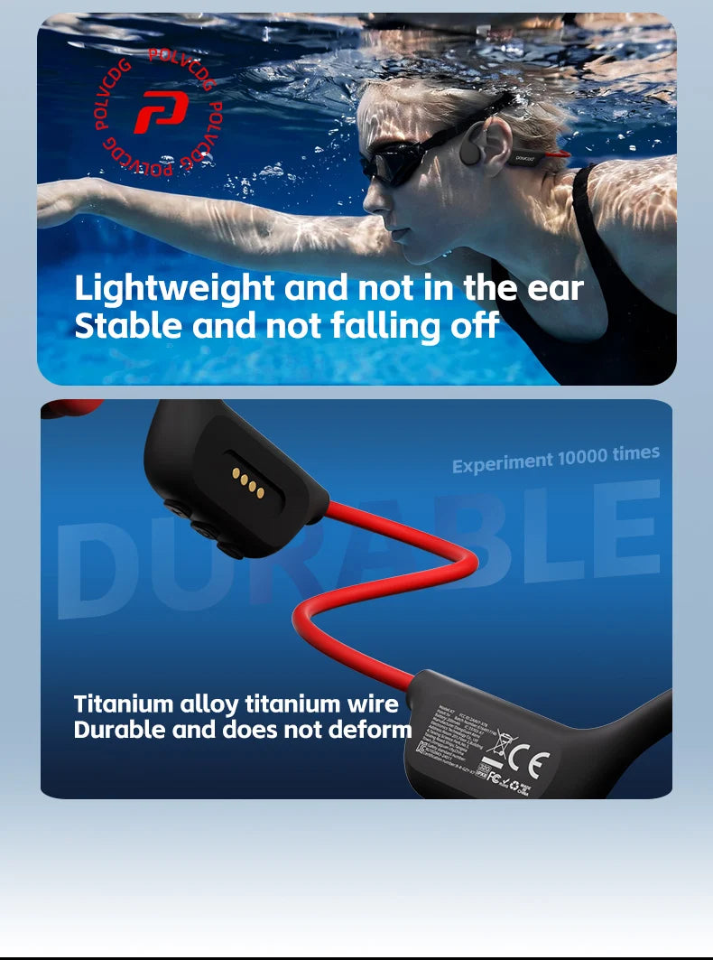 POLVCDG Bone Conduction Headset X7 IPX8 32GB Memory 5.3 Bluetooth Wireless Headset with Microphone Waterproof Swimming 2023new