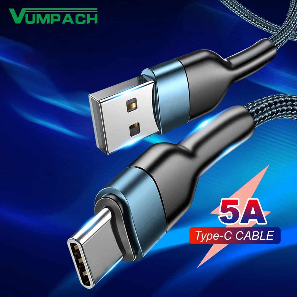 5A USB Type C Cable Wire For Samsung S10 S20 Xiaomi mi 11 Mobile Phone Fast Charging USB C Cable Type-C Charger huawei Cables