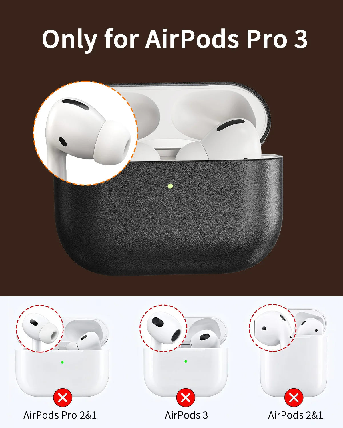 Eary Genuine Leather Protection Case for AirPods Pro 3 Durable Earphone Case for AirPods 3 Pro Shockproof Protective Full Cover