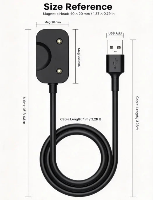 HTMCK 1M Magnetic Charging Cable Watch Adapter USB, For USB Port, Compatible with Galaxy Fit3 R390 Smart Bracelet