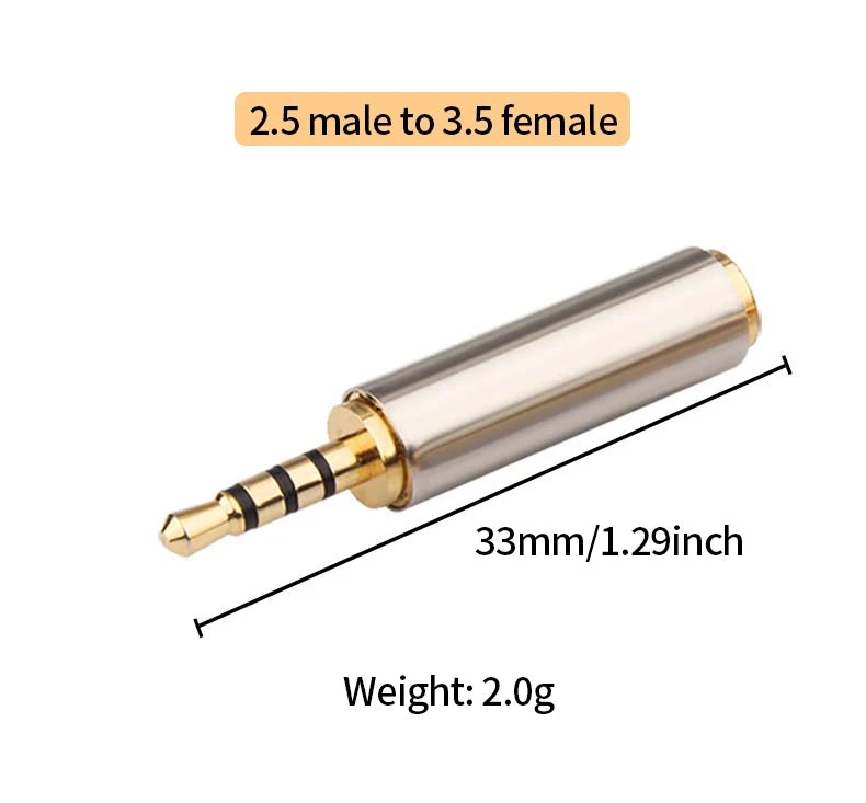 Jack 3.5 Mm to 2.5 Mm Audio Adapter 2.5 Mm Male to 3.5 Mm Female Plug Connector for Aux Speaker Cable Headphones Microphone Jack