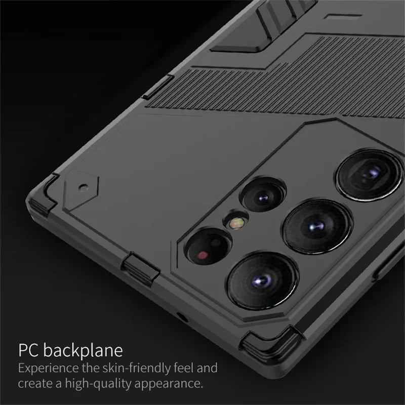Armor Shockproof Phone Case For Samsung Galaxy S26 S25 S24 S23 S22 Ultra Plus Edge S26 Pro With Holder Lens Protect Cover