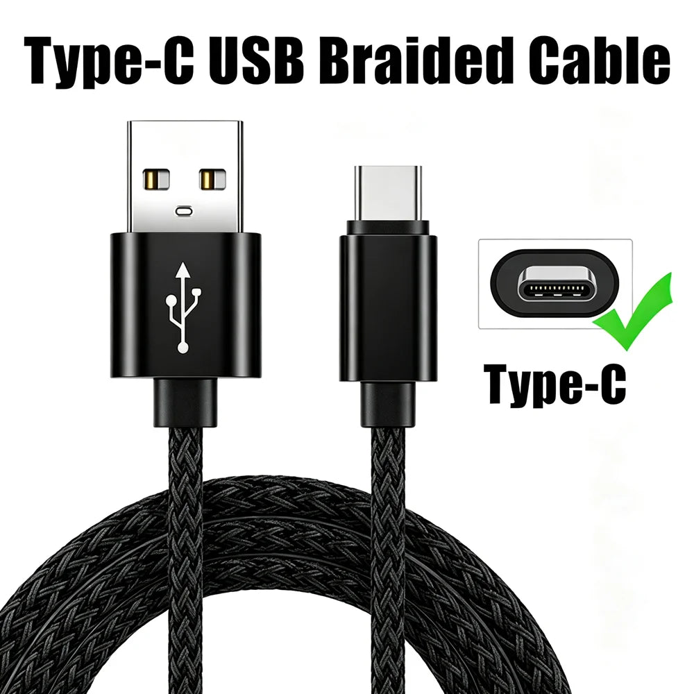 Alloy Braided Type C USB Fast Charge Cable For Samsung Xiaomi Redmi POCO Huawei Honor OPPO VIVO Quick Charging USB Type-C Cables