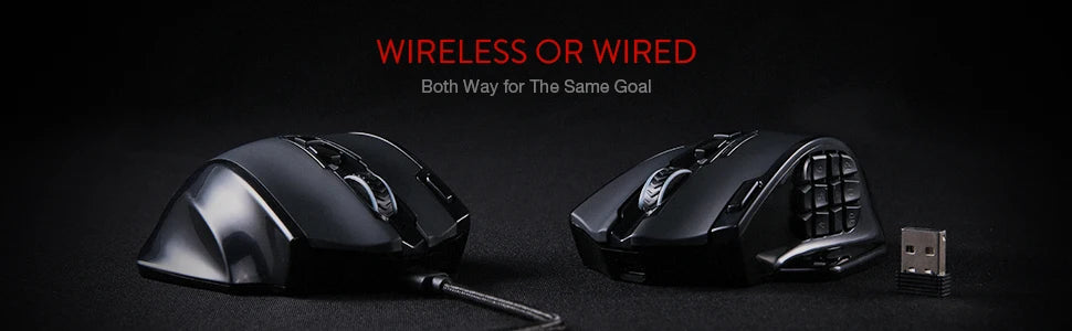 Redragon M913 Gaming 16000 DPI Wired 2.4Ghz Wireless RGB Optical Gamer Mice 16 Programmable Buttons, Black/White Mouse