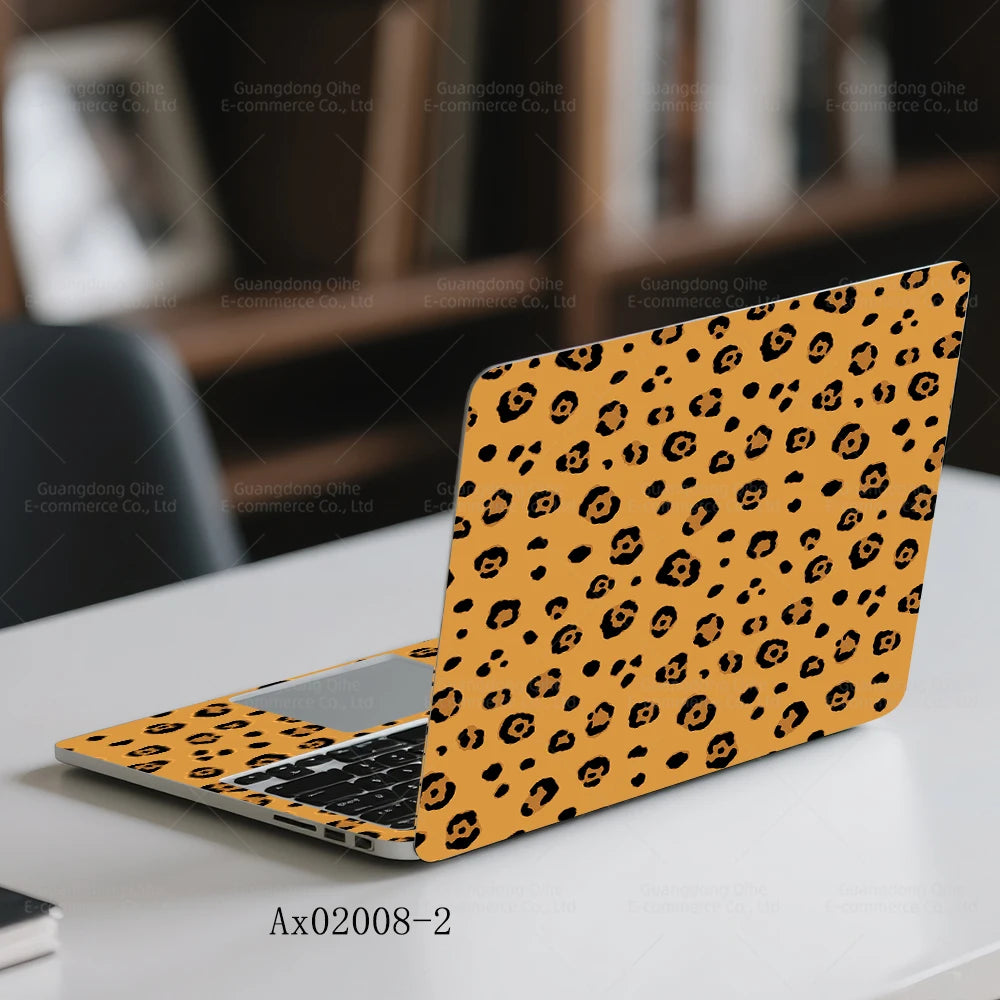 2 pcs Aesthetic Light Leopard Laptop Stickers Set Self-Adhesive Removable Laptop Covers for MacBook Notebook Protective Skins