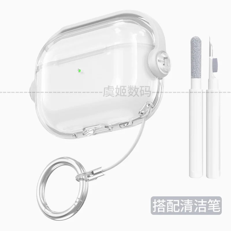 For AirPods Pro3 2 Pink Clear Case Cute Music Stand Holder Silicone Soft TPU Protective Earphone Cover For Airpods 5 4 2 3 case