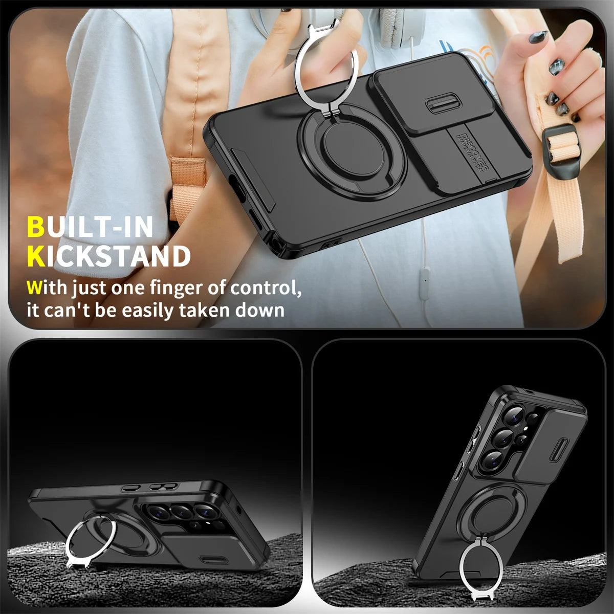 Phone Case for Samsung Galaxy S26 S23 S22 S21 Ultra S26 Edge S26 S25 S24 Plus S25 FE 360 Degree Rotating Magnetic Bracket Cover