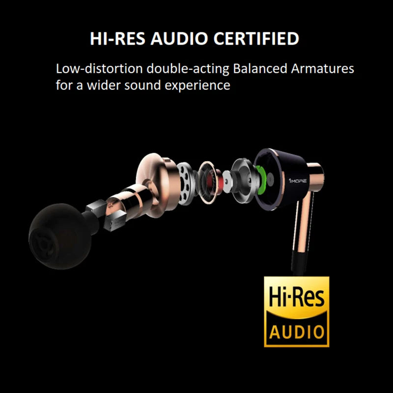 1MORE Triple Driver E1001 In-Ear Wired Earphones Hi-Res Audio 3.5mm Headphones with High Resolution Bass Driven Sound