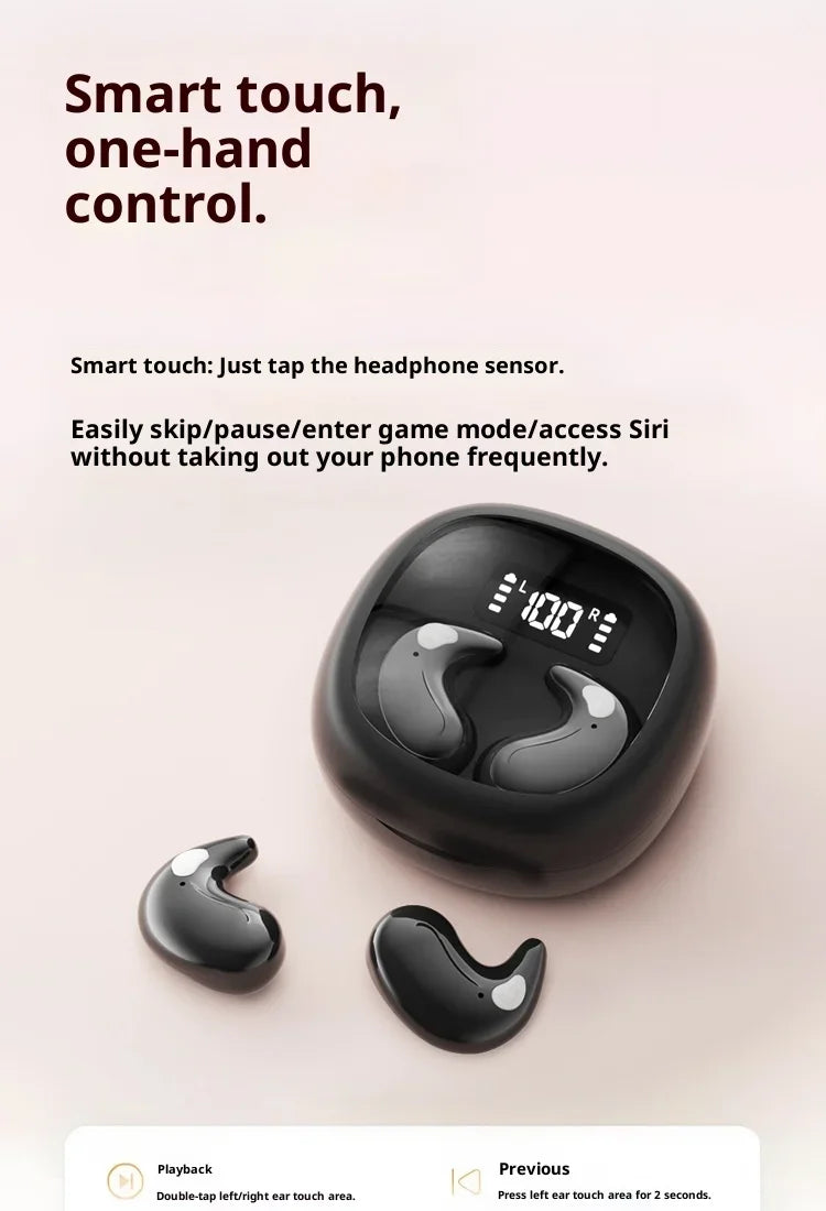 Wireless In-Ear Bluetooth 5.3 Earphones High Sleepy Quality Wireless Earbuds with Long Battery Life Mini Digital Display Video