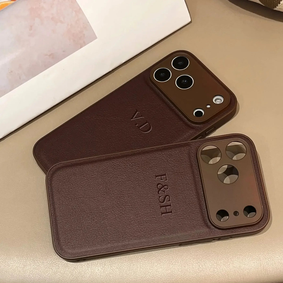Personalized Luxury Customized Name 3D DIY Hot Engrave Faux Leather Phone Case For iPhone 17Pro Max 16 15 14 13 Pro Max Plus Air