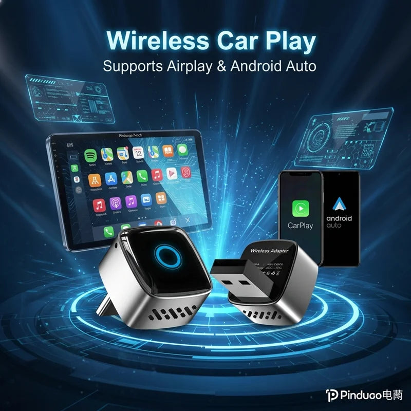 DRNVIYNC 2026 Wireless CarPlay Adapter 2-in-1 Wired to Wireless Dongle for Apple & Android Auto Plug and Play Universal Car Accessory