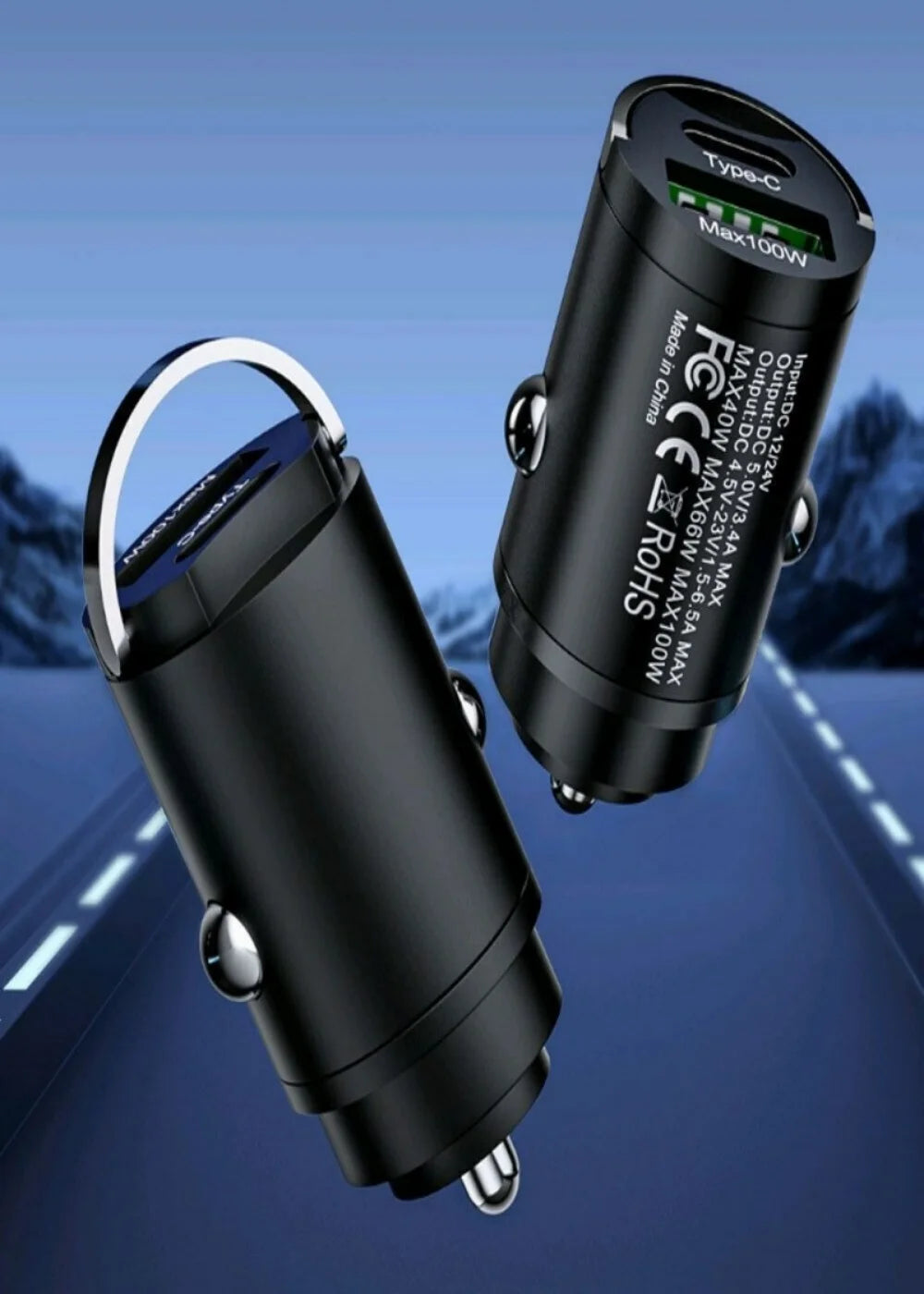 USB 100W Mini Car Charger Fast Charging Head Cigarette Lighter in Car For Xiaomi Samsung Huawei QC3.0 PD Type C Car Phone Charge