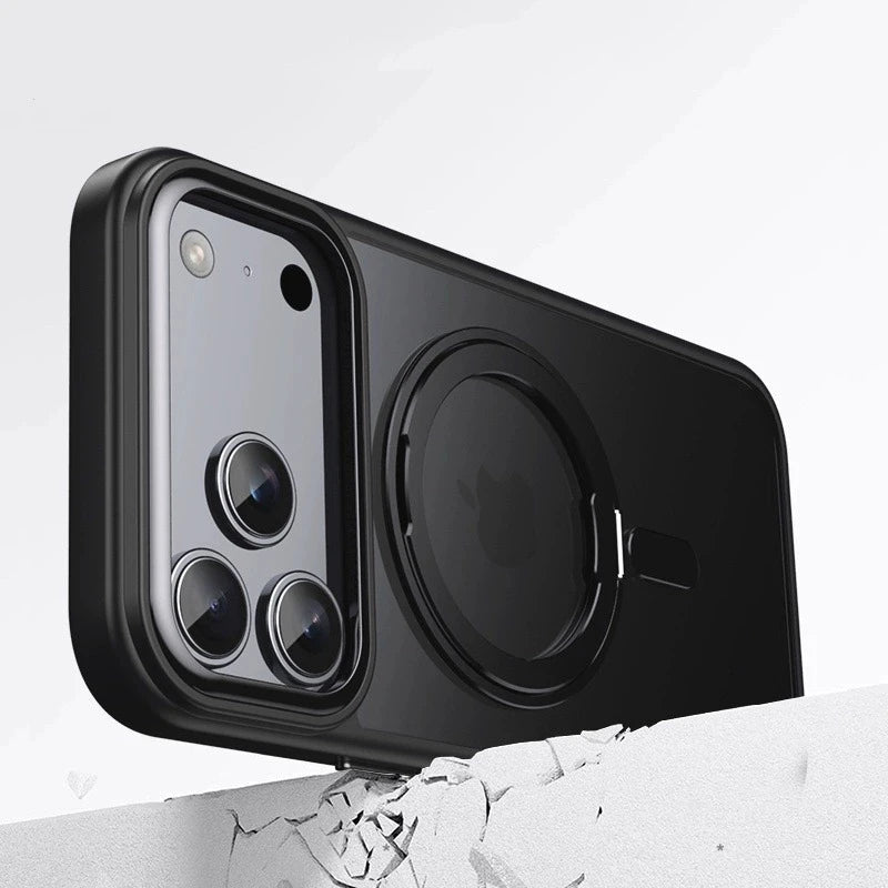 For iPhone 18 17 16 Pro Max Metal Ring Magnetic Case Rotation Stand Foldable Luxury Cover For iPhone 17 Pro Max Case