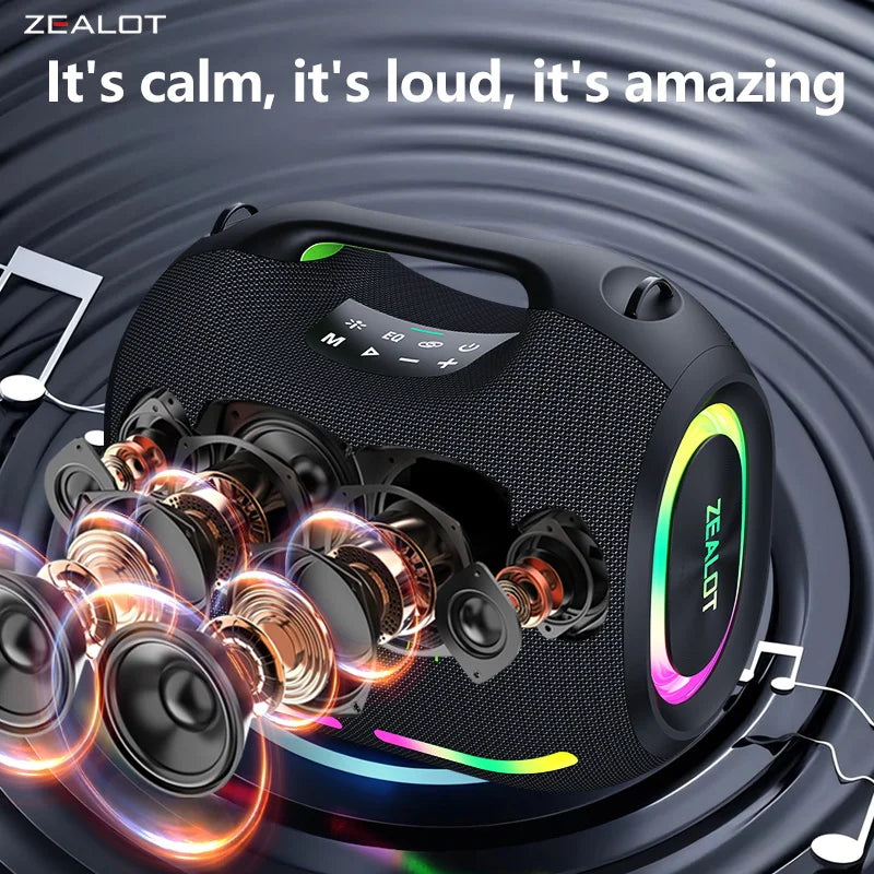 ZEALOT-ZE01 Wireless Bluetooth Speaker 120W TWS Subwoofer Bluetooth Speaker High Volume Waterproof Portable Power Bank HIFI Sound Quality Good-Looking Blue Speaker Long Battery Life